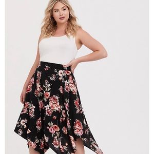 New Floral challis handkerchief maxi skirt  4x